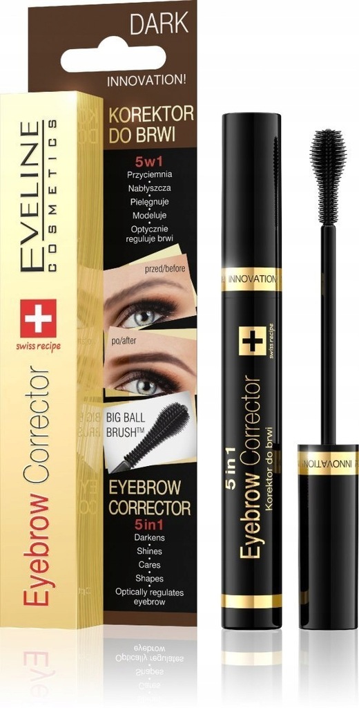 Eveline Eyebrow Corrector Korektor do brwi 5w1 Dark 9ml