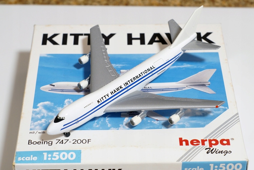 Herpa Wings Kitty Hawk Int'l Boeing 747-200F 1/500 Plane