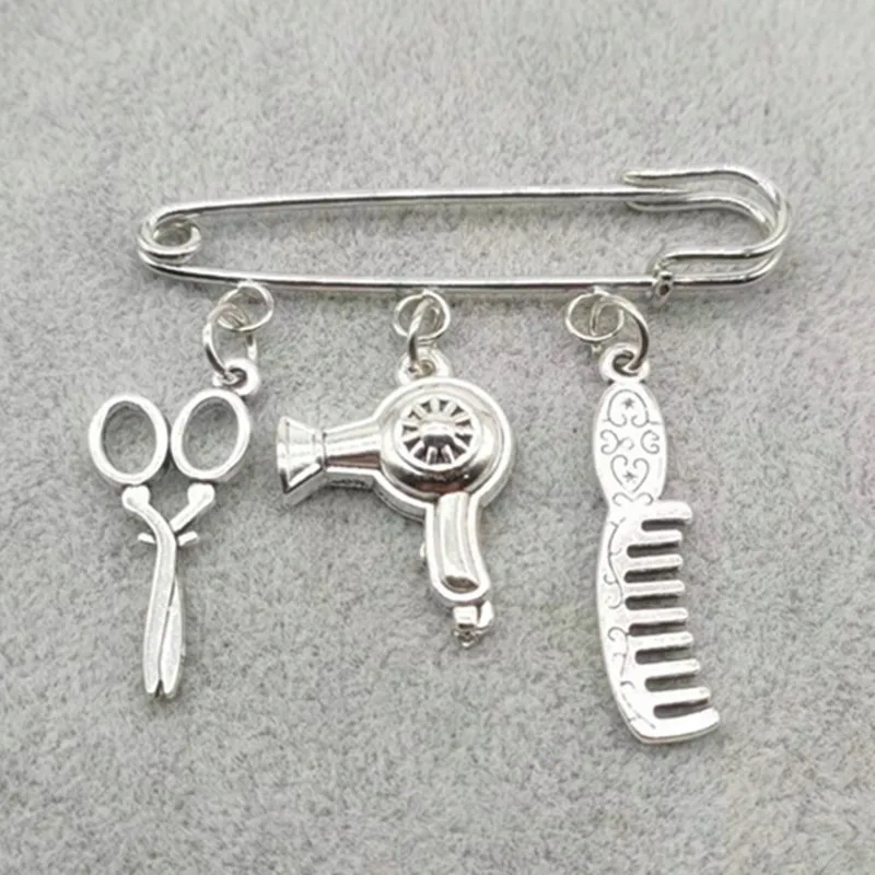 2021 creative fashion designer brooch jewelry hairdressing scissors comb