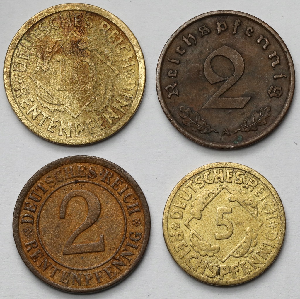 388. Niemcy, 2-10 fenigów 1924-1940 (4szt)