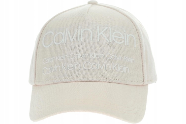 Z DASZKIEM markowa BEŻOWA CZAPKA CALVIN KLEIN