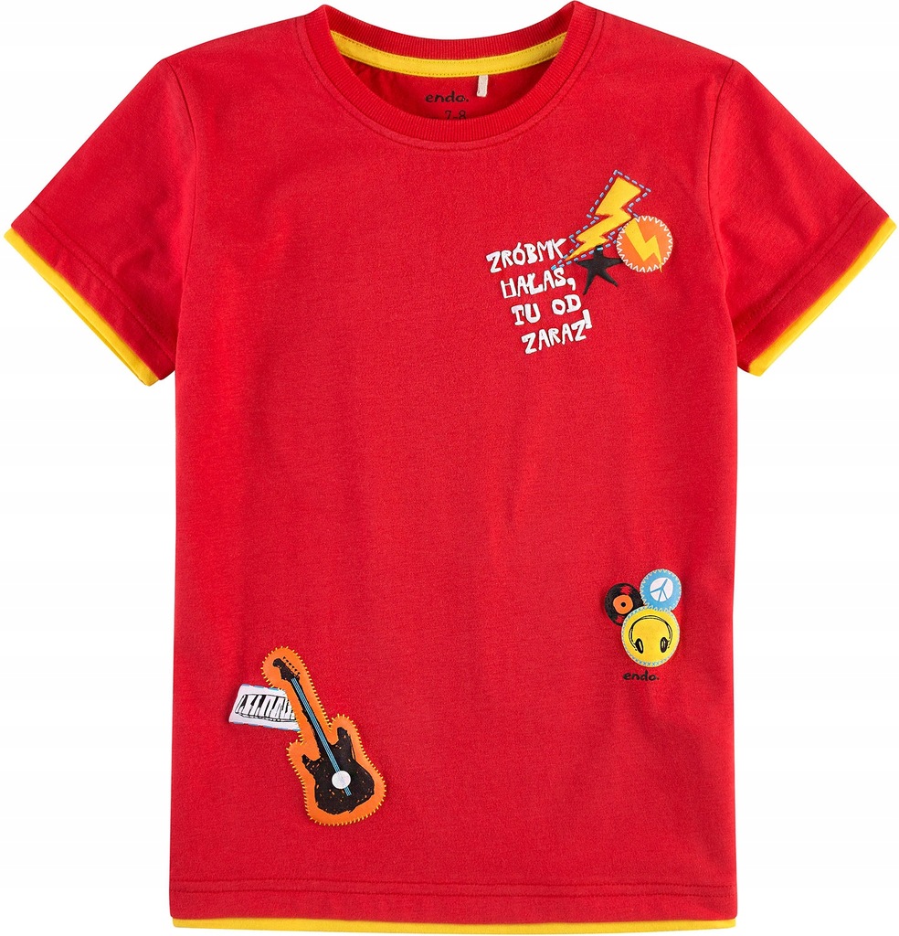 T-shirt bluzka czerwona Zróbmy hałas Endo r.128