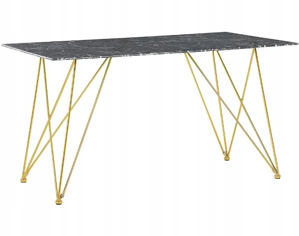 Stół do jadalni czarno-złoty 140 x 80 cm efekt marmuru KENTON, 238597