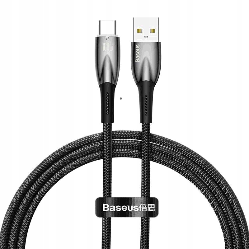 BASEUS MOCNY KABEL PRZEWÓD USB-A DO USB-C ŁADOWANIE 100W 480 MB/S OPLOT 1M