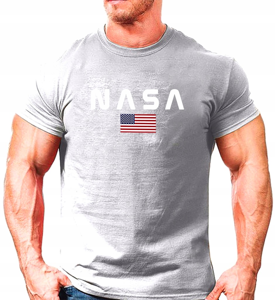 T-SHIRT KOSZULKA NASA AMERICA GRAY : M