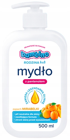 BAMBINO Rodzina mydło w płynie do rąk z pantenolem MIRABELKA 500ml