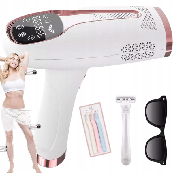 DEPILATOR LASEROWY DO CIAŁA NÓG BIKINI BEZBOLESNY OKULARY CHŁODZENIE