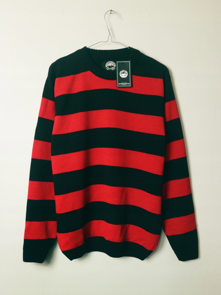 Sweter w paski Kurt Cobain Czerwono Czarny XL
