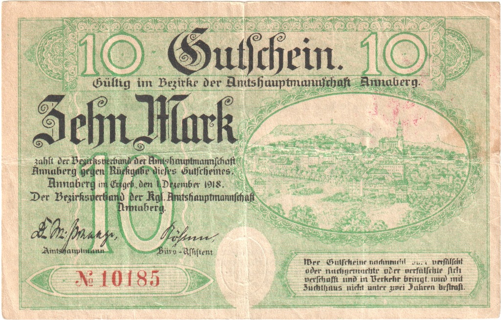 Niemcy, Annaberg Amtshauptmannschaft, 10 Mark, 191