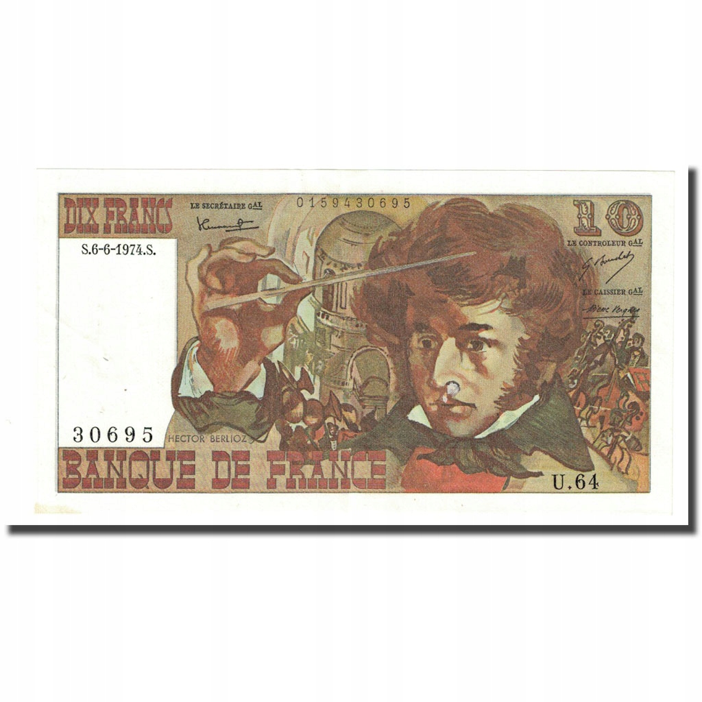 Francja, 10 Francs, Berlioz, 1974, 1974-06-06, UNC