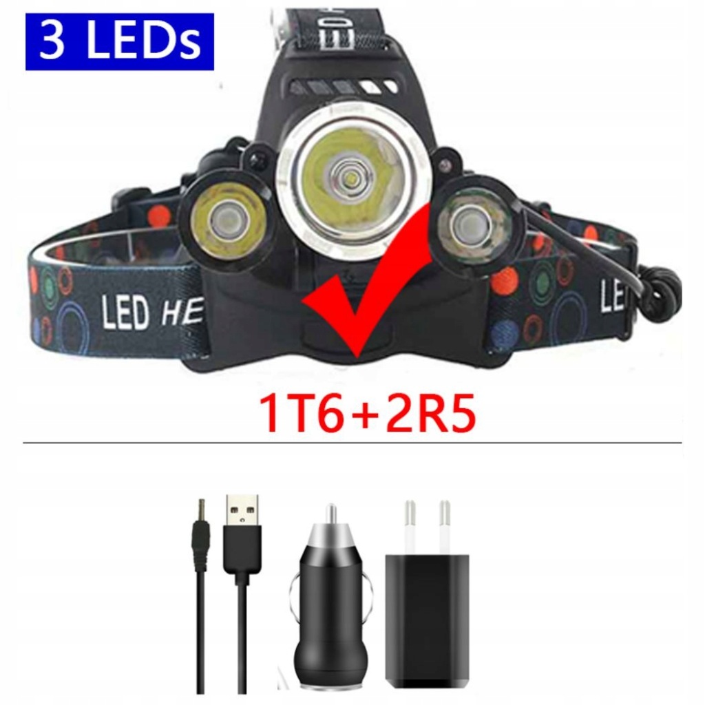 No Battery XM-L T6 Headlight Head Lamp Flashl Lamp