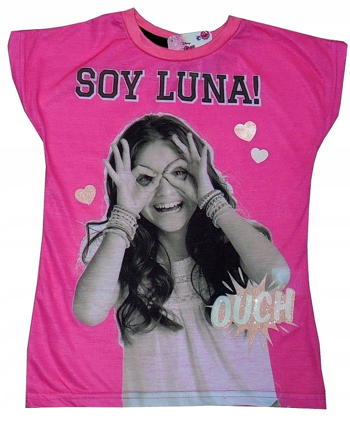 SOY LUNA DISNEY t-shirt bluzka róż brokat 122