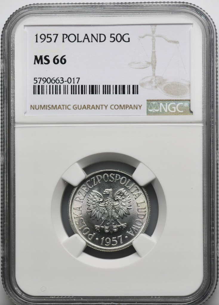 50 groszy 1957 - NGC MS 66