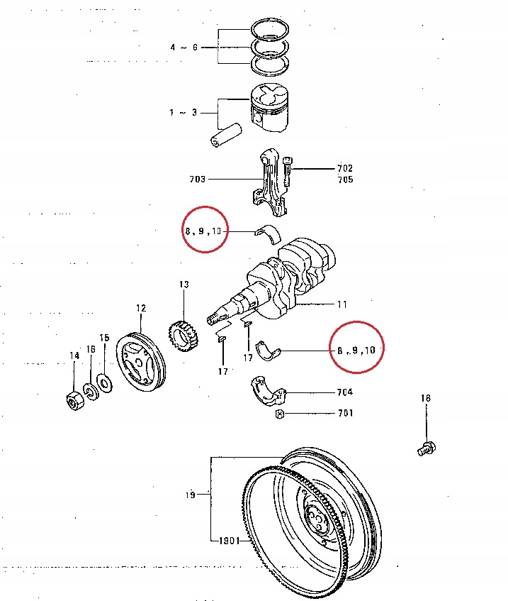 Panewki korbowodowe 0.75 MITSUBISHI silnik L2E