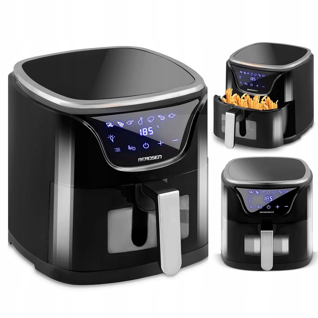 Frytkownica beztłuszczowa Air fryer BD-652 czarno-srebrna, Berdsen, 365210.