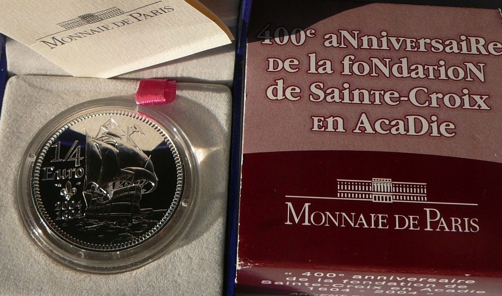 1/4 EURO FRANCJA 2004 ŻAGLOWIEC 1604 SAMUEL DE CHAMPLAIN