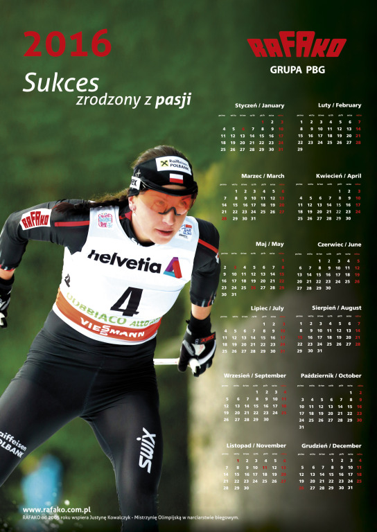 Kalendarz 2016 z Justyną Kowalczyk - plakat B1