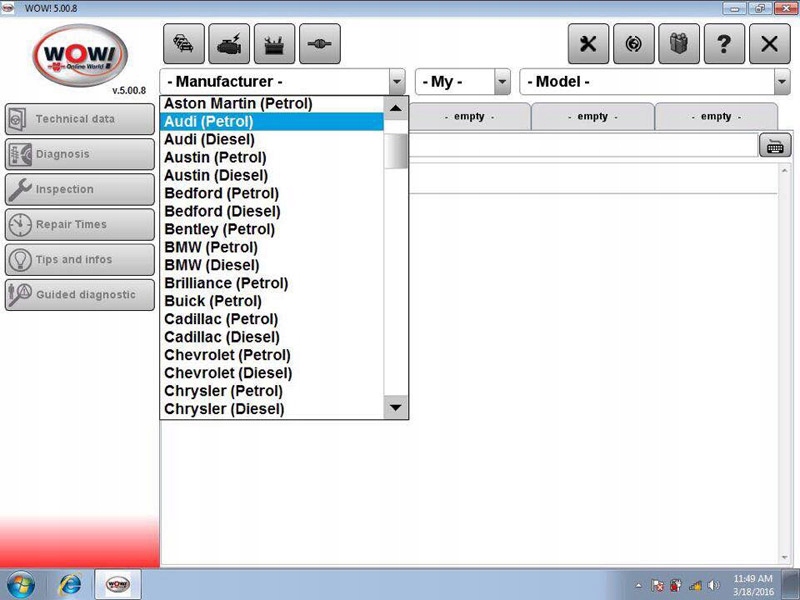 Program diagnostyczny 5.00.8 R2 SN00PER+ Wurth WOW