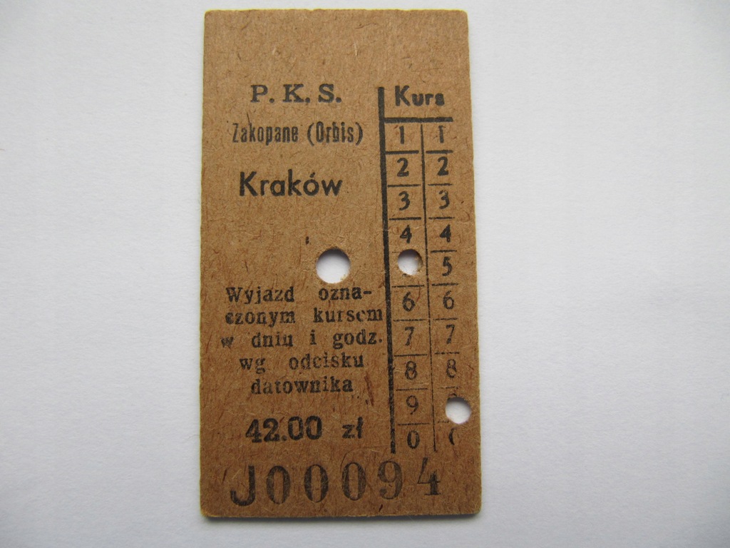 Stary bilet. Kartonik PKS 1961 r.