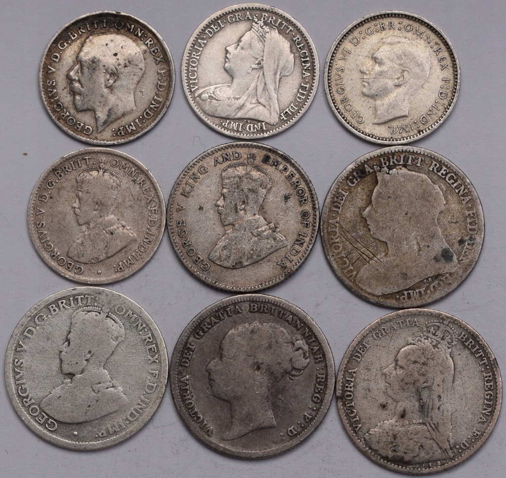 1882-1940 Kolonie Brytyjskie zestaw monet - 9 szt