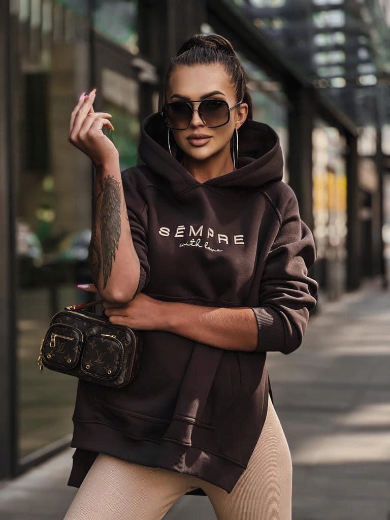 Bluza damska Sempre Sara brązowa Uniwersalny
