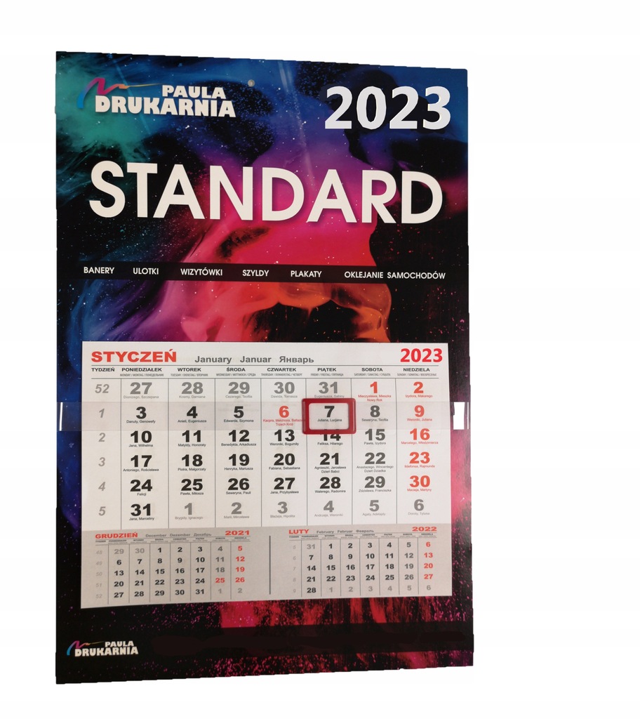 Kalendarz jednodzielny z własnym logo 2023, 800szt