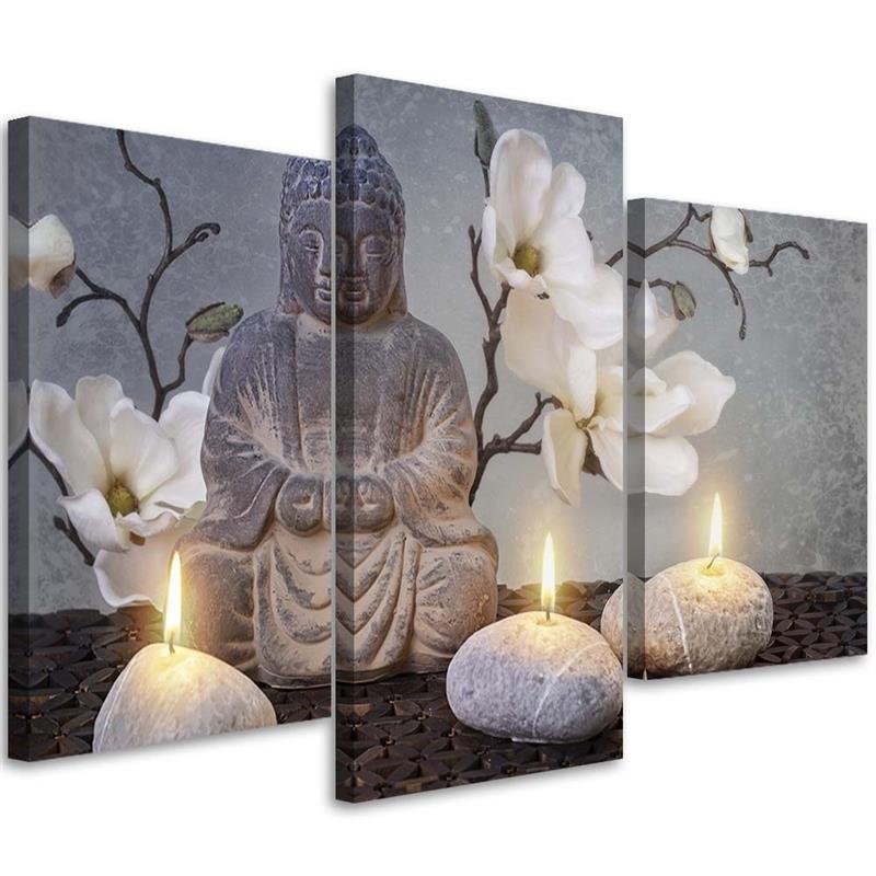Obraz trzyczęściowy, Budda i świece (I_75696) - 90