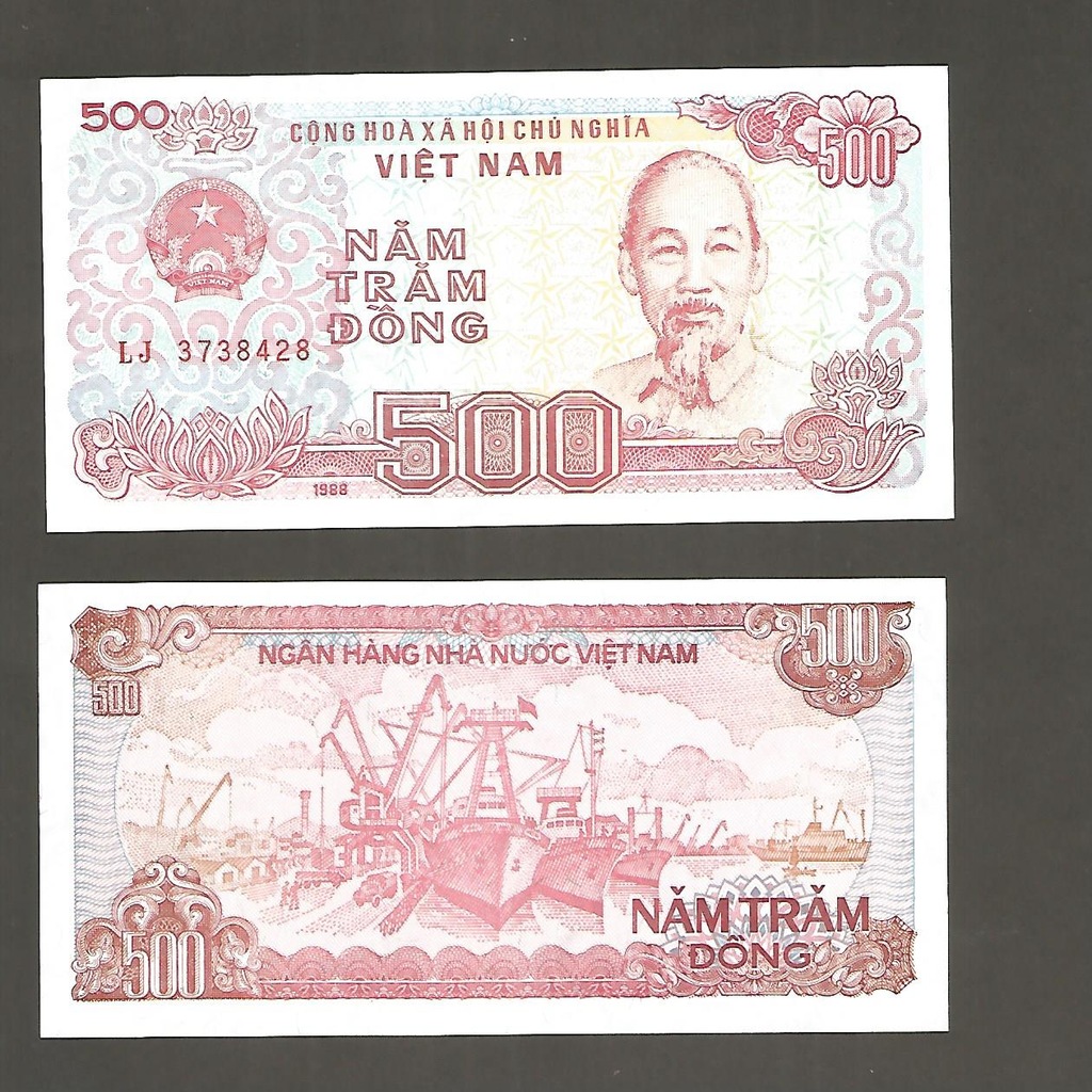 BANKNOT WIETNAM 500 Dong 1988 rok UNC
