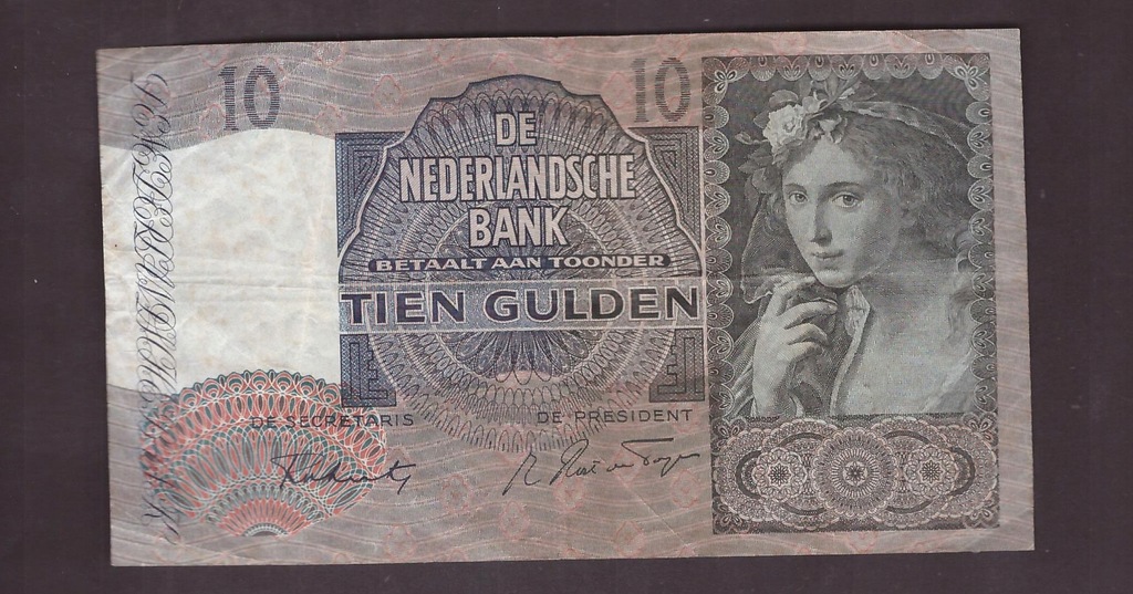 Holandia - banknot - 10 Gulden 1941 rok