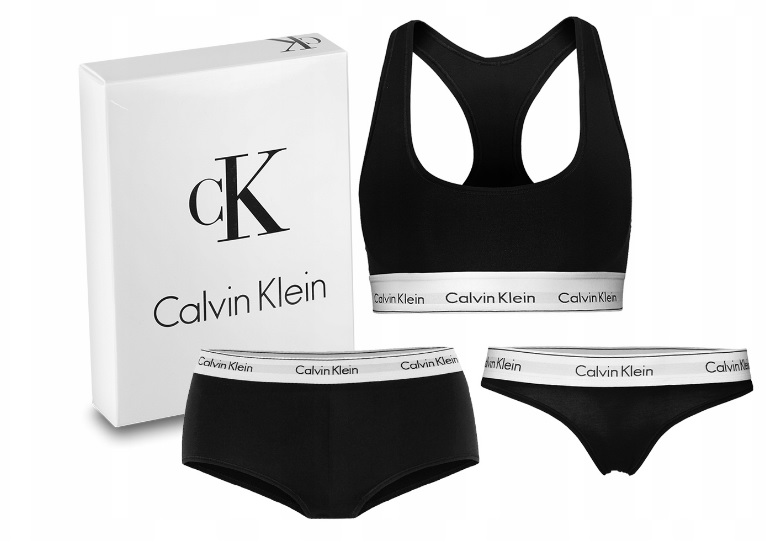 3-Pack Calvin Klein TOP,stringi,SZORTY CZARNY R -M