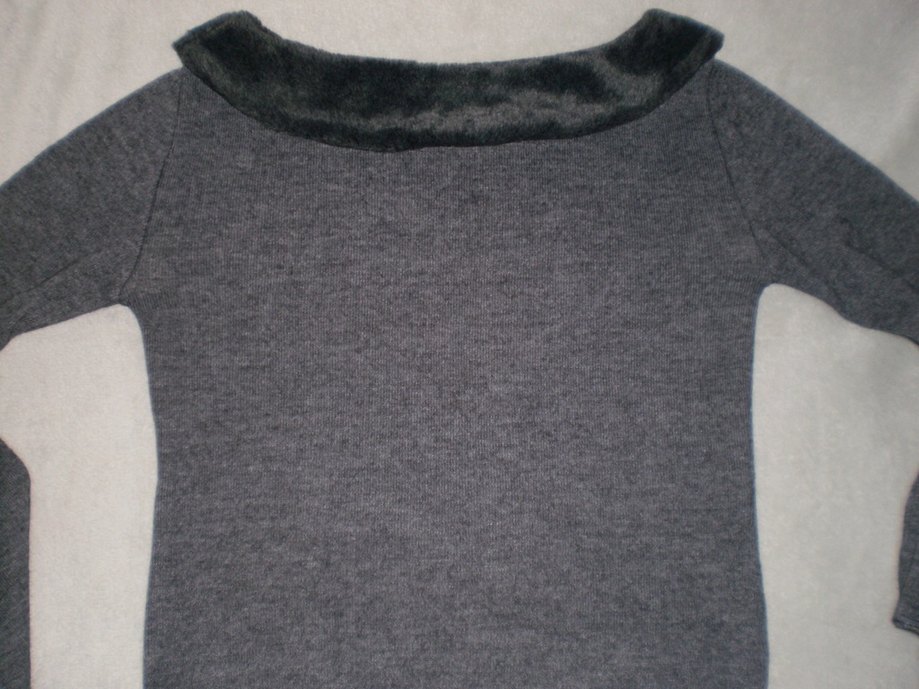 Popielata bluza/sweterek z futerkiem NEXT r. 38/40