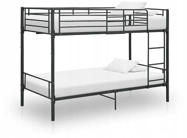 Łóżko piętrowe czarne metalowe 90x200 cm