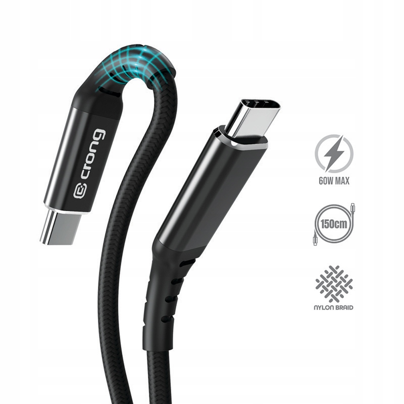 Crong Armor Link - Kabel 60W 3A USB-C do USB-C Power Delivery Fast Charging