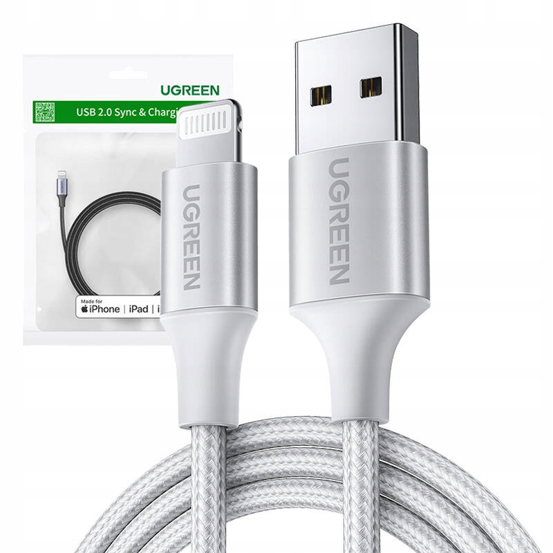Kabel Ugreen USB - Apple Lightning 1,5 m srebrny