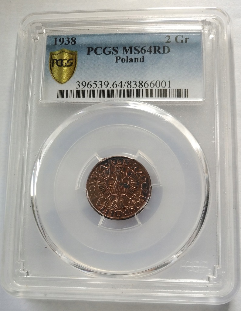 2 grosze 1938 rok Grading PCGS MS 64 RD