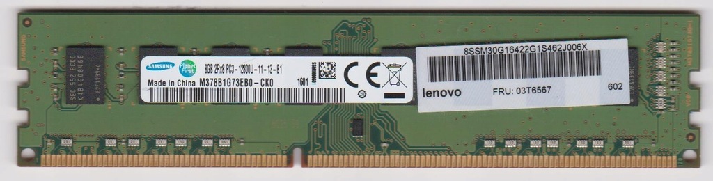 Kość RAM DDR3 Samsung 8GB 2Rx8 PC3-12800U 1600MHz