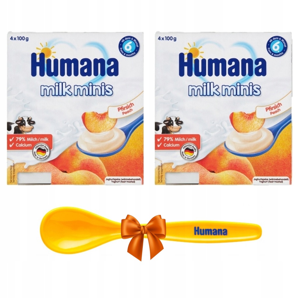 HUMANA Jogurt brzoskwinia 2x(4x100g) + GRATIS