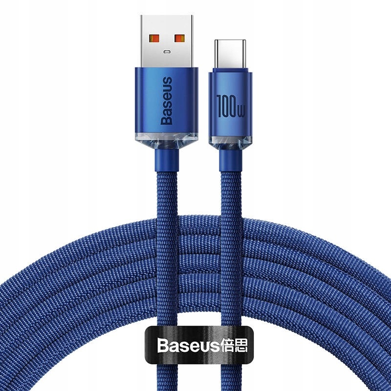 Baseus Kabel USB do USB-C Baseus Crystal Shine, 100W, 1.2m (niebieski) ]]