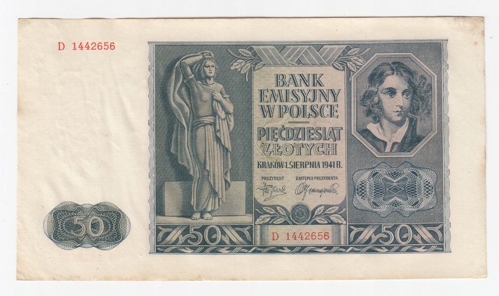 2. Banknot 50 zł 1941, st. 2