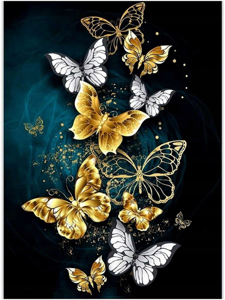 Malowanie Po Numerach Złote Motyle Obraz do