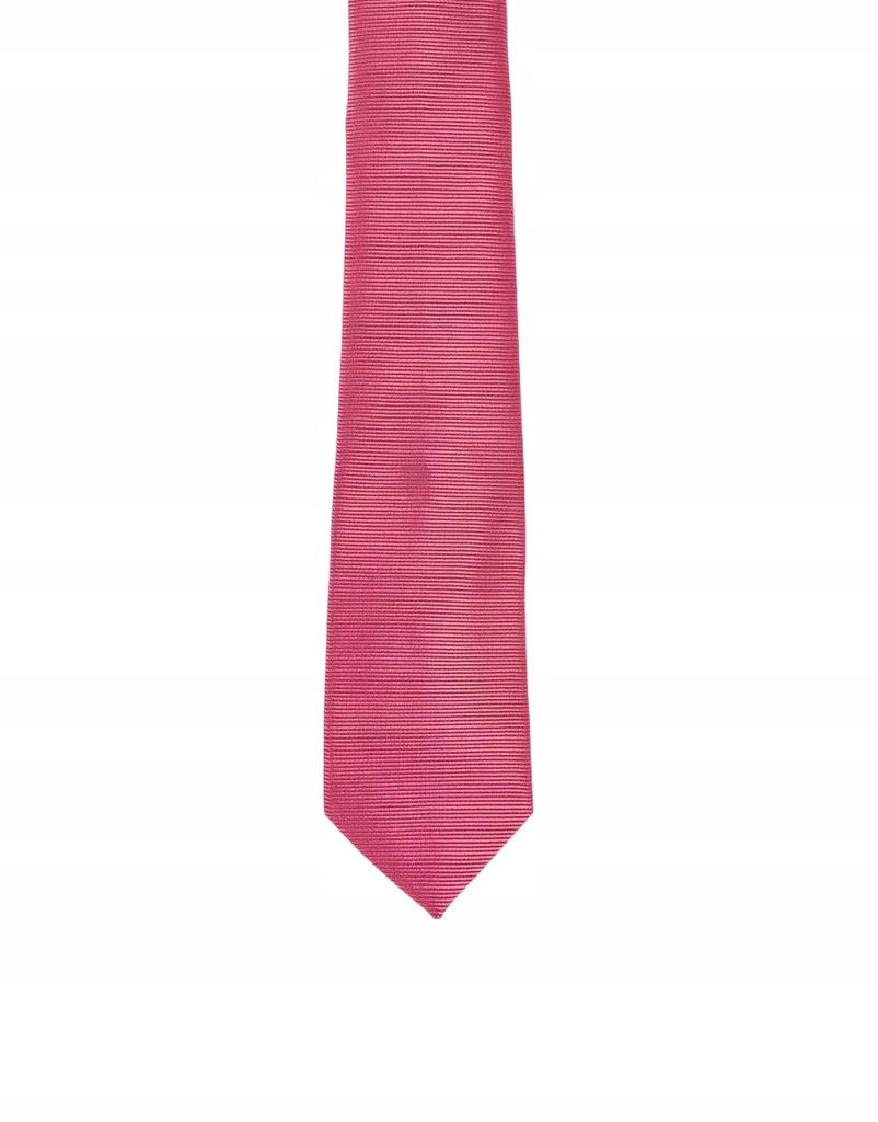 Ciemnoróżowy cienki krawat z satyny defekt