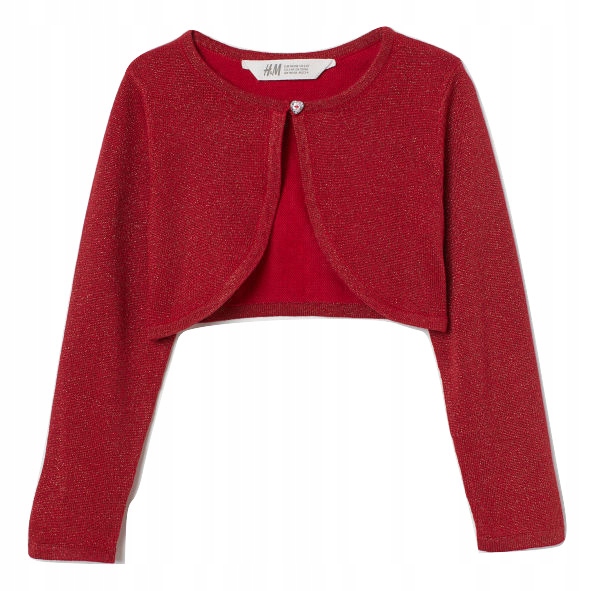 H&M sweter bolerko czerwone połysk 122/128