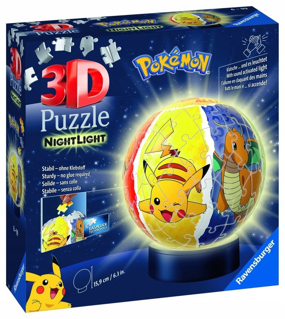 Ravensburger Puzzle 3D Świecąca Kula: Pokemon 72 e