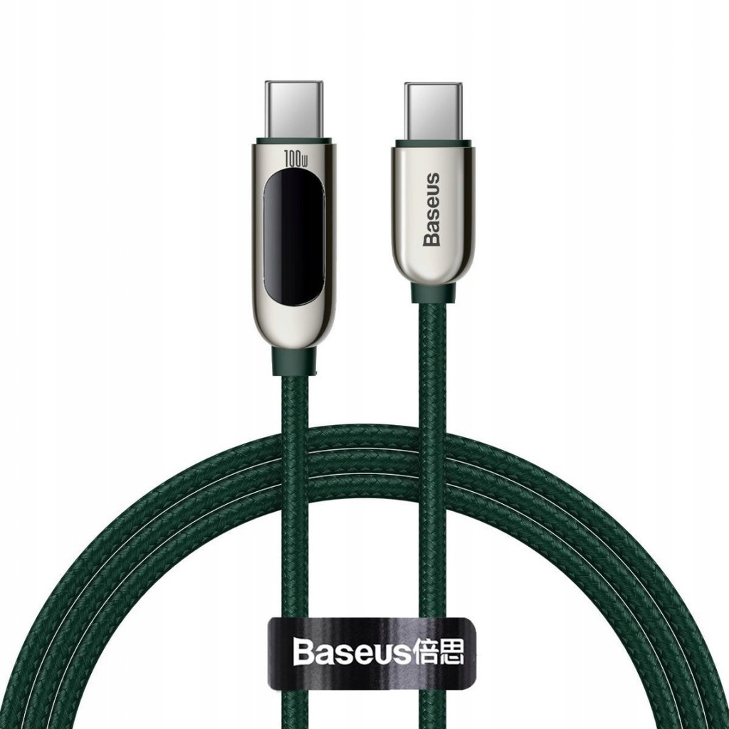 Kabel USB-C - USB-C 1m M-M Baseus z miernik. 100W