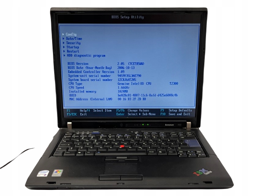 HURT Lenovo ThinkPad R60 INTEL GB BIOS OK CG362