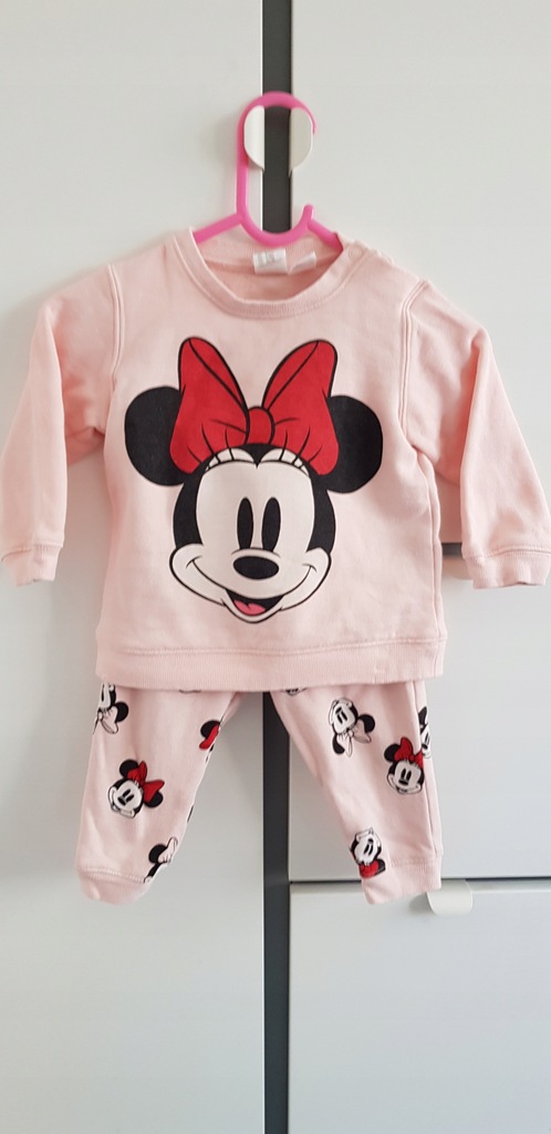 H&M różowy dres Minnie Mouse kokarda 80 9-12 m