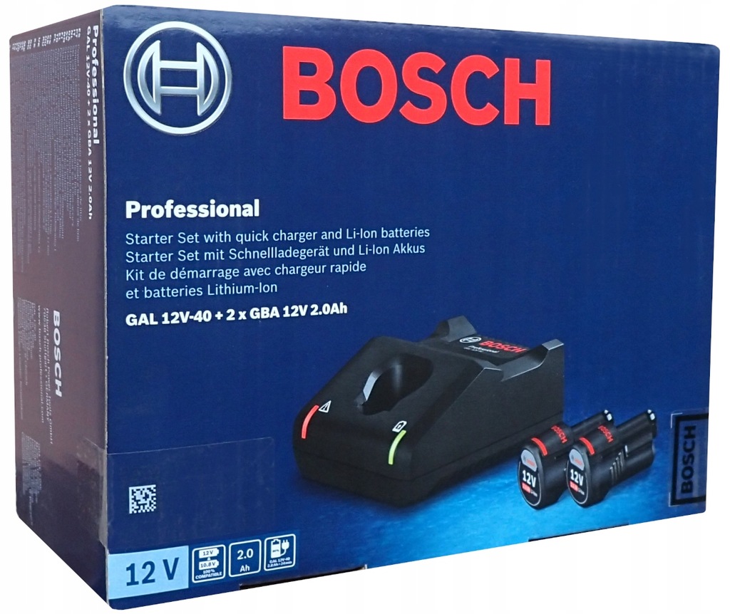 Bosch 2x GBA 2.0Ah Akumulator Ładowarka GAL 12V-40