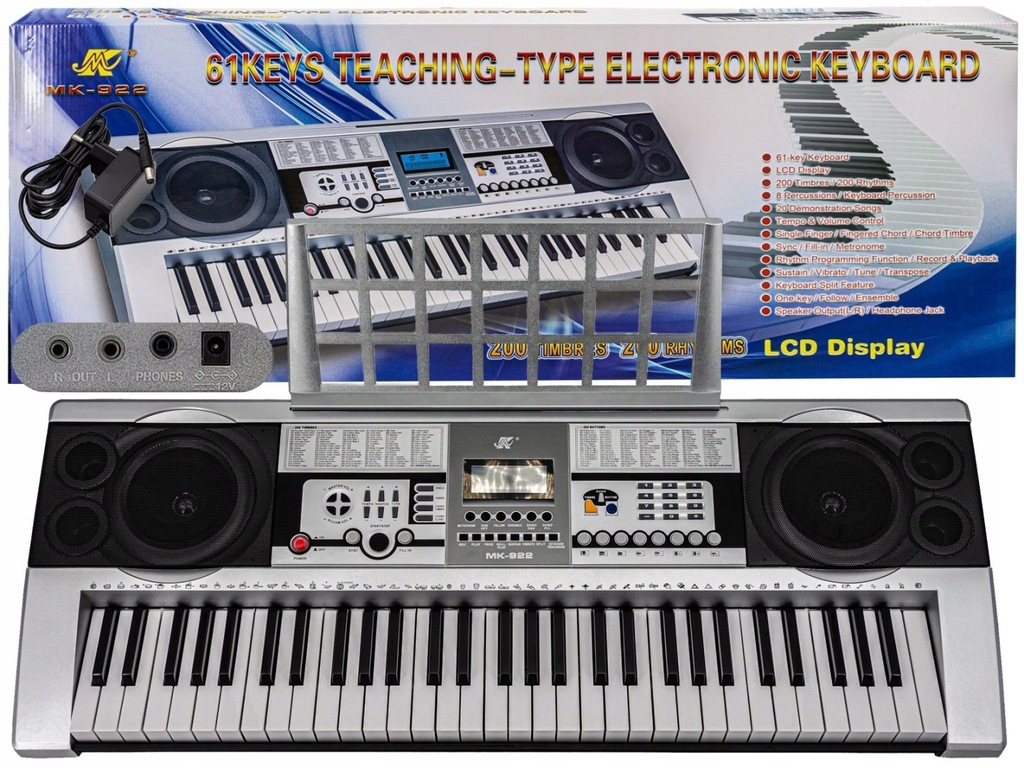 KEYBOARD MK-922 - DUŻY WYŚWIETLACZ LCD, 61 KLAWISZY