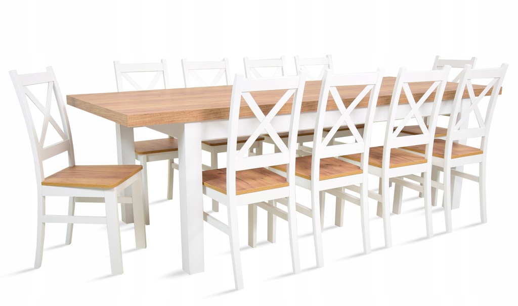 Komplet stół rozkładany 100x200/300 10 krzeseł