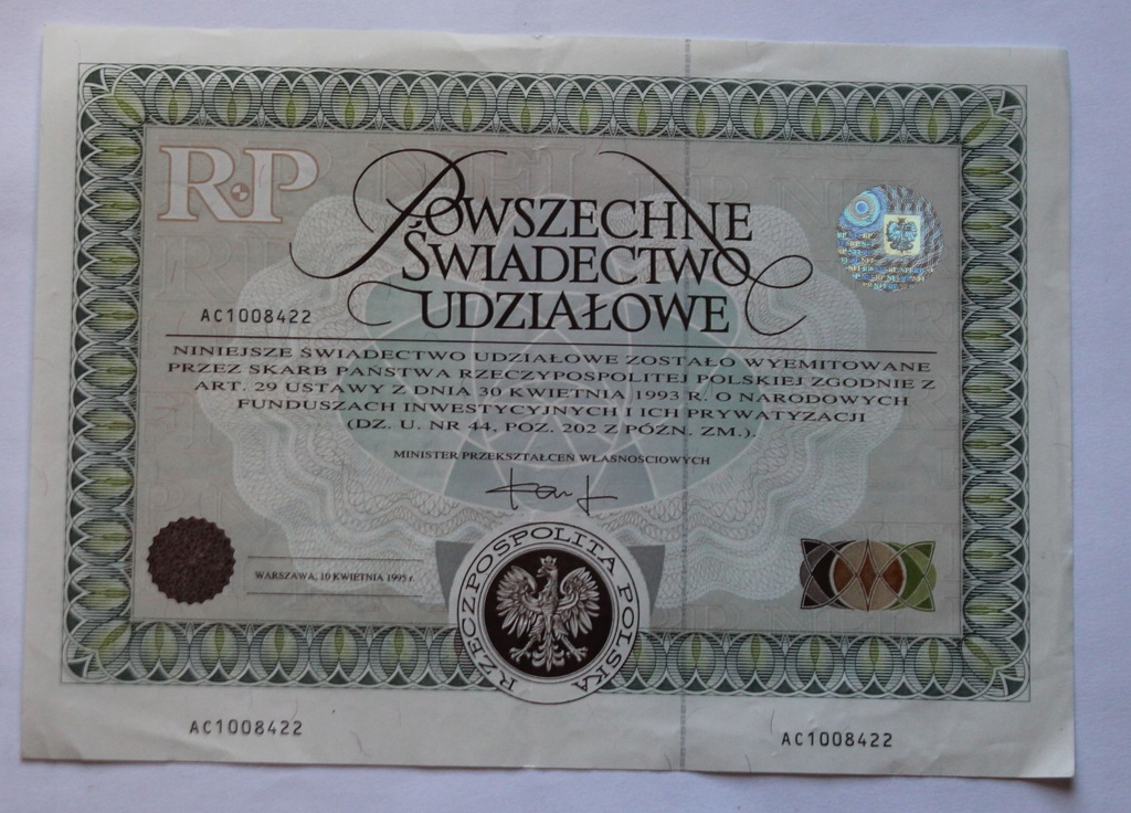Powszechne Świadectwo Udziałowe 1993